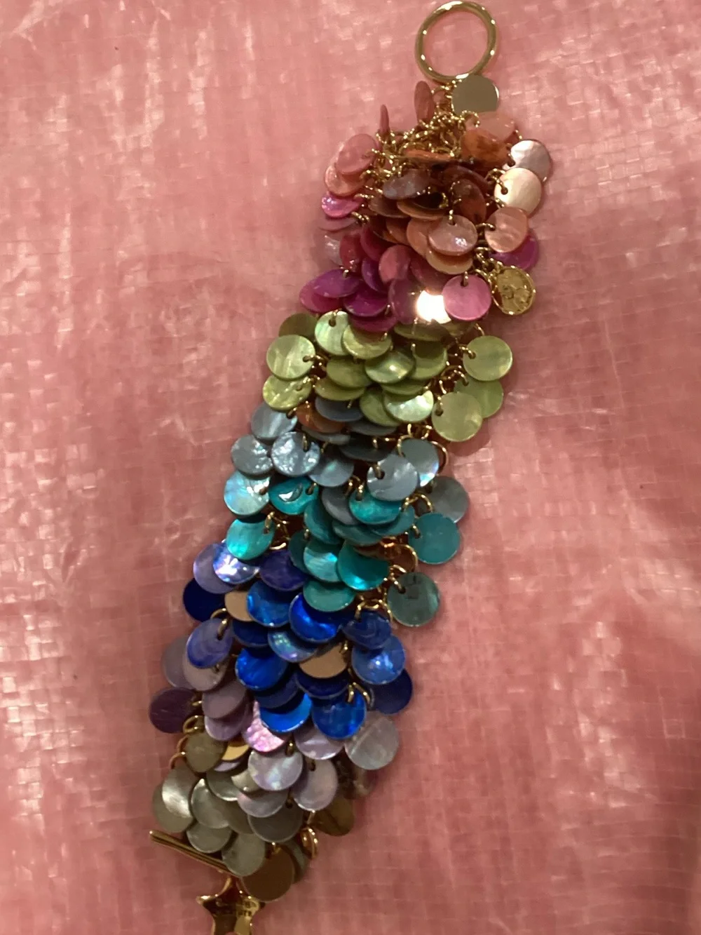 Kids Multicolor Sequin Charm Bracelet with Gold Accents